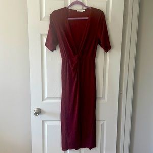 All in Favor burgundy midi dress